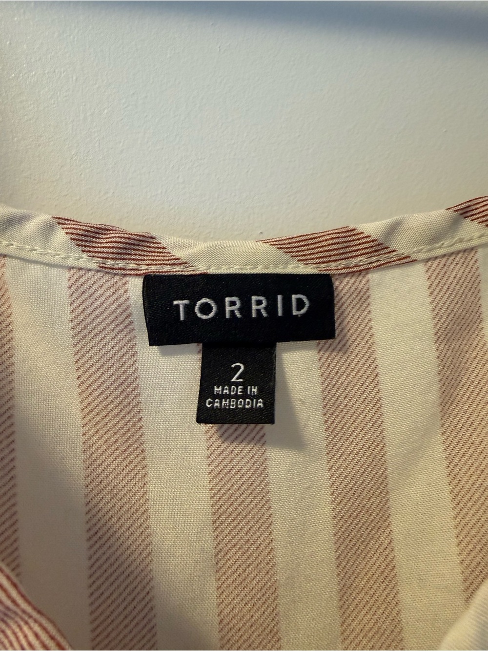 torrid Pink and White Striped Tiered Button-Front tunic tank - Picture 2 of 2